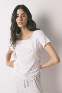 Women'secret Pijama canelado estampado de estrelas branco
