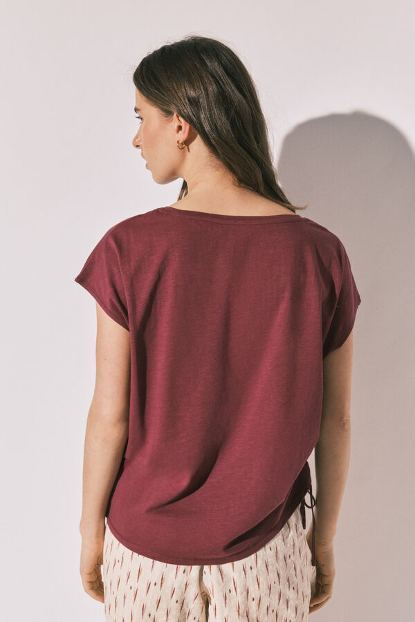 Women'secret T-shirt em algod&atilde;o com franzido gren&aacute; vermelho