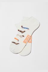 Besocks Meias soquete Snoopy em algod&atilde;o org&acirc;nico bege
