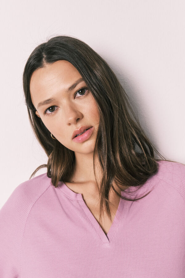 Women'secret Pijama curto em tecido waffle rosa rosa