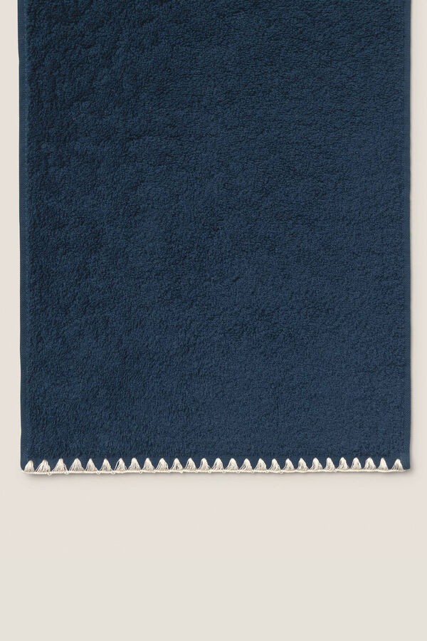 Textura Toalla baño pespunte azul