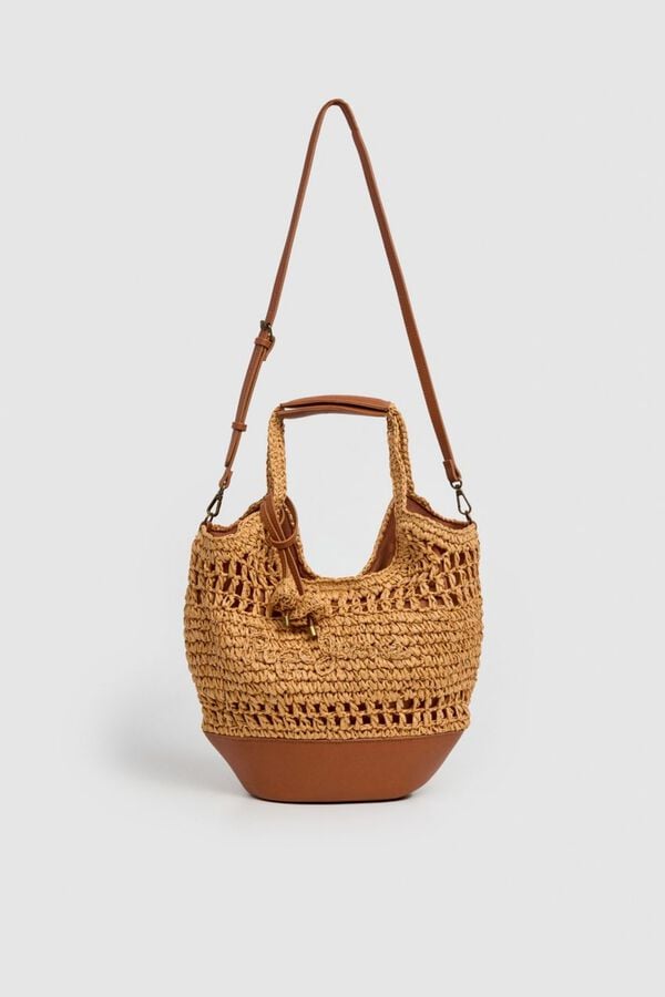 Pepe Jeans Mala tote a tiracolo em r&aacute;fia e al&ccedil;as vison