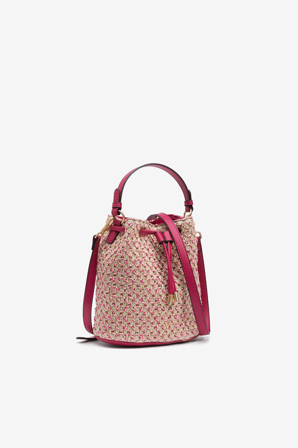 Vilanova Straw Effect Bucket Bag pink