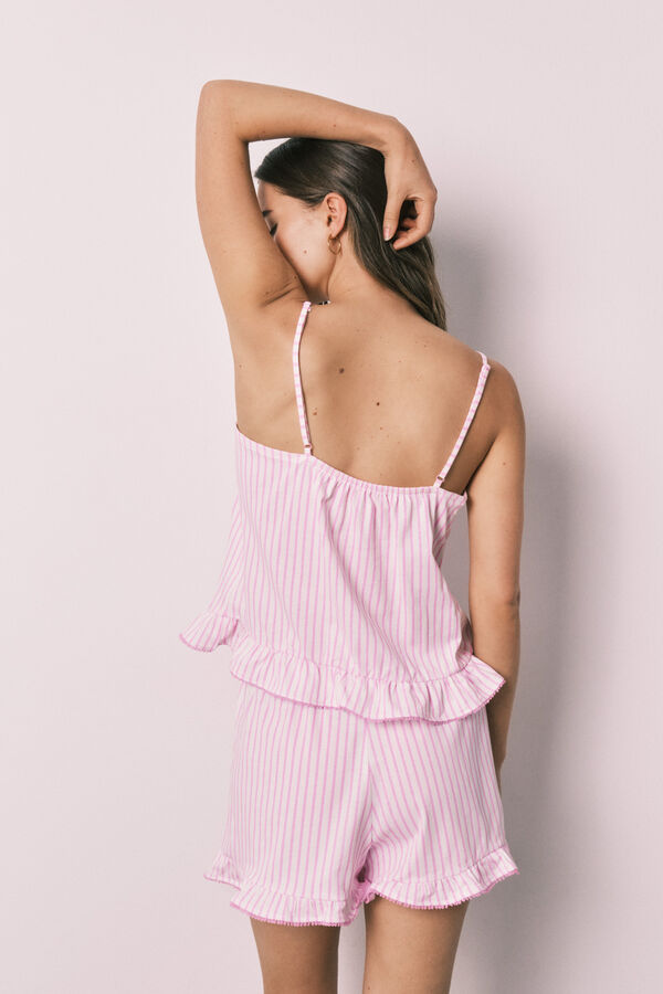 Women'secret Pijama corto tirantes algod&oacute;n SmileyWorld&reg; rayas volantes estampado