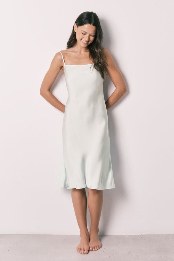 Women'secret Camisa de dormir midi de al&ccedil;as em cetim verde verde