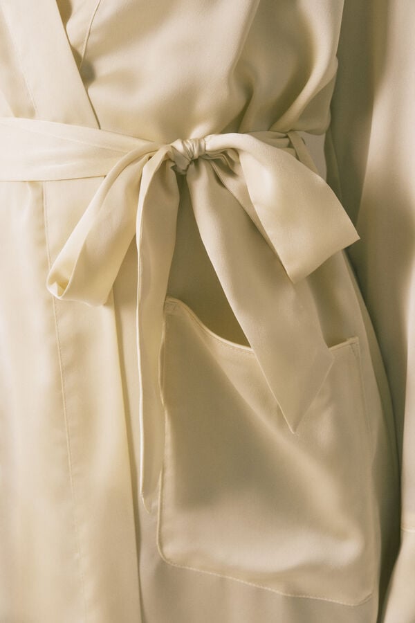 Women'secret Robe curta cetim amarela estampado