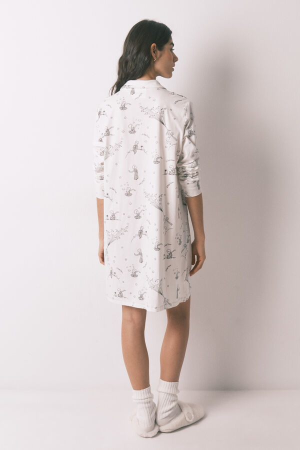 Women'secret Camisa de dormir curta estampado O Principezinho em 100% algod&atilde;o branco