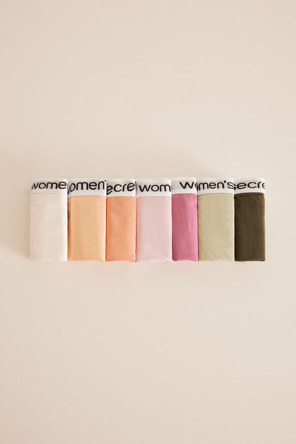 Womensecret Pack de 7 tangas de algodão com logo branco