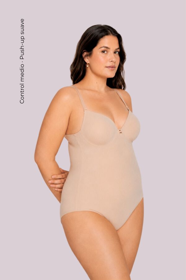 Ivette Bridal Body Ivette Bridal costas descobertas com copas push-up em natural camel