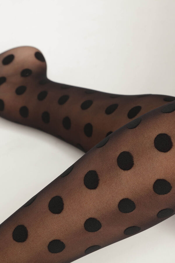 DIM Meias estilo fantasia com bolinhas grandes preto