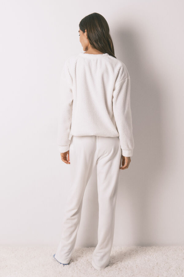 Women'secret Pijama comprido mousse polar do Snoopy bege