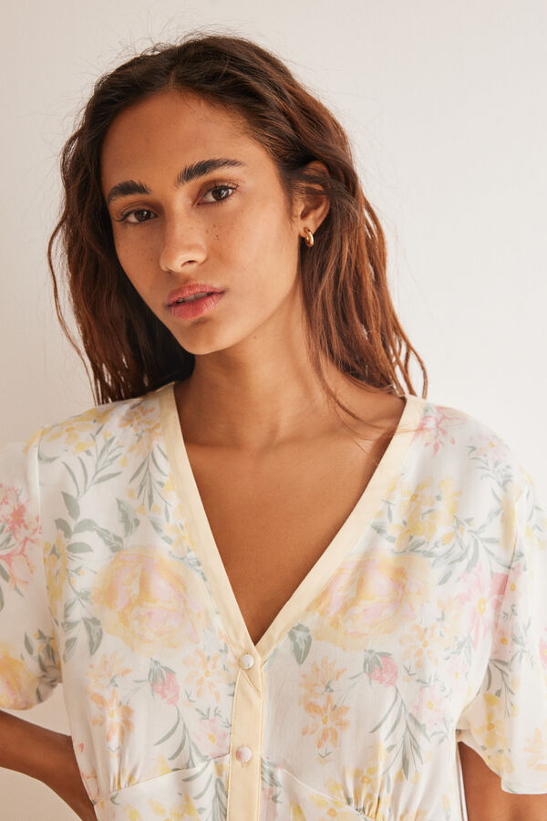 Womensecret Capri floral print pyjamas beige
