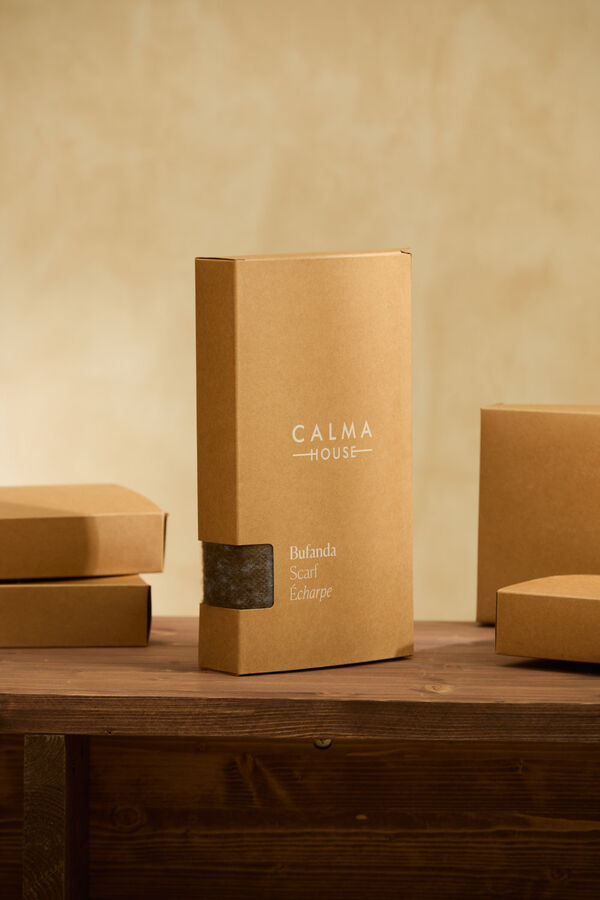 Calma House Cachecol xadrez marrom Oslo cru