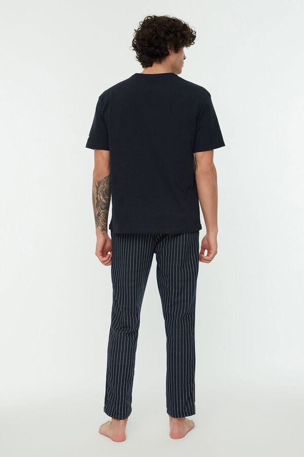 Trendyol Conjunto de pijama estampado regular fit em cinza  azul