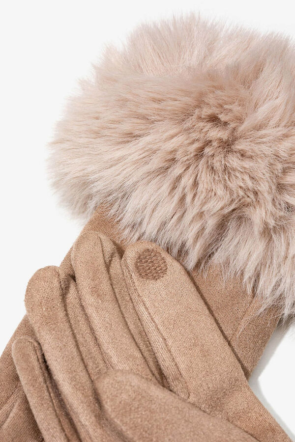 Vilanova Luvas Efeito Camur&ccedil;a com Felpa cru