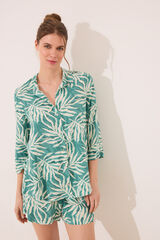 Women'secret Set camisa y pantalón corto print hojas verde