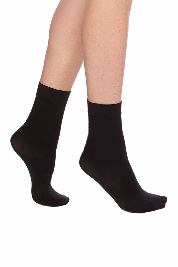 Womensecret 2-pack opaque 40 denier ankle pop socks black