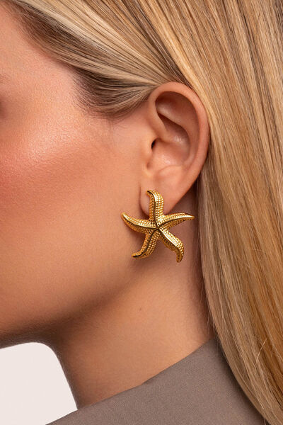 Womensecret Gold Starfish Acero Earrings estampado