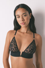 Women'secret Soutien de tule bordado met&aacute;lico preto preto
