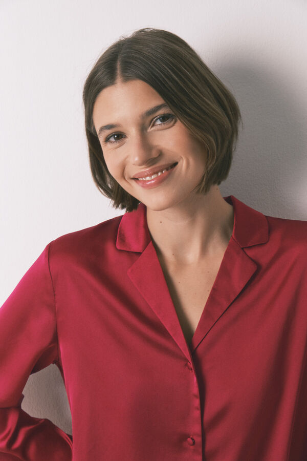 Women'secret Pijama camiseiro de cetim vermelho vermelho