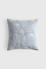 Textura Marine embroidered cotton cushion cover blue