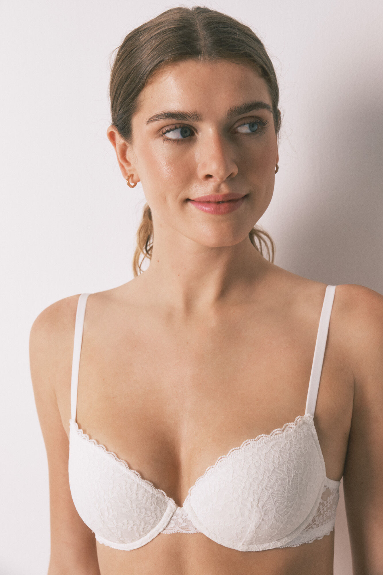 Women'secret Sujetador BEAUTIFUL relleno encaje blanco