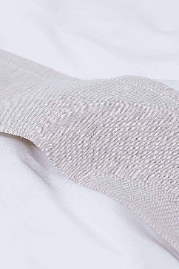 Womensecret Sábana algodón percal combinación tejidos. Cama 180-200cm. blanco