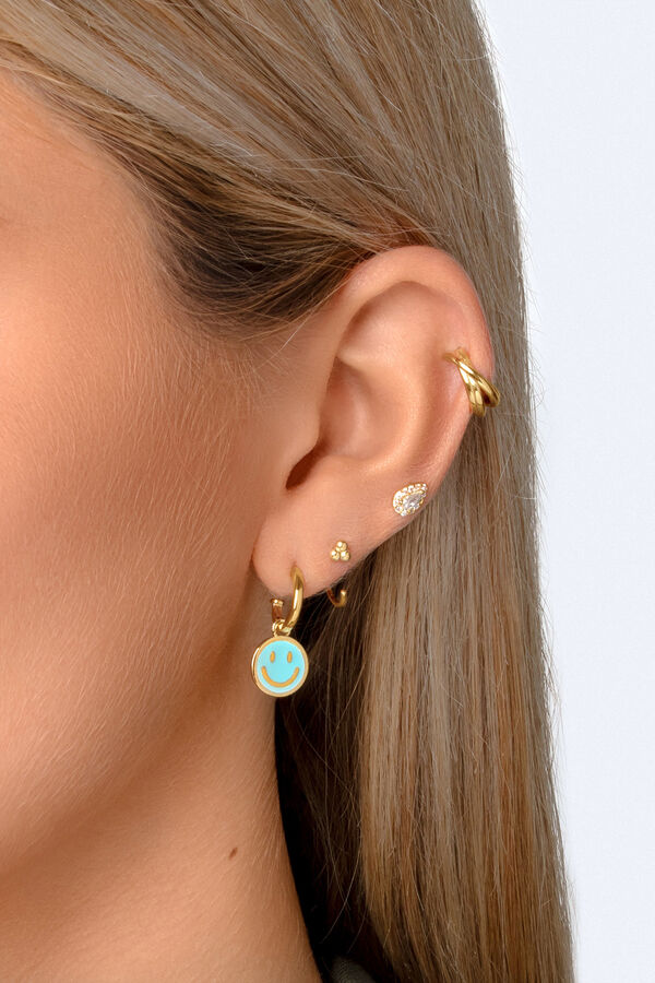 Singularu Pendientes Aro Smiley Sky Enamel Oro printed