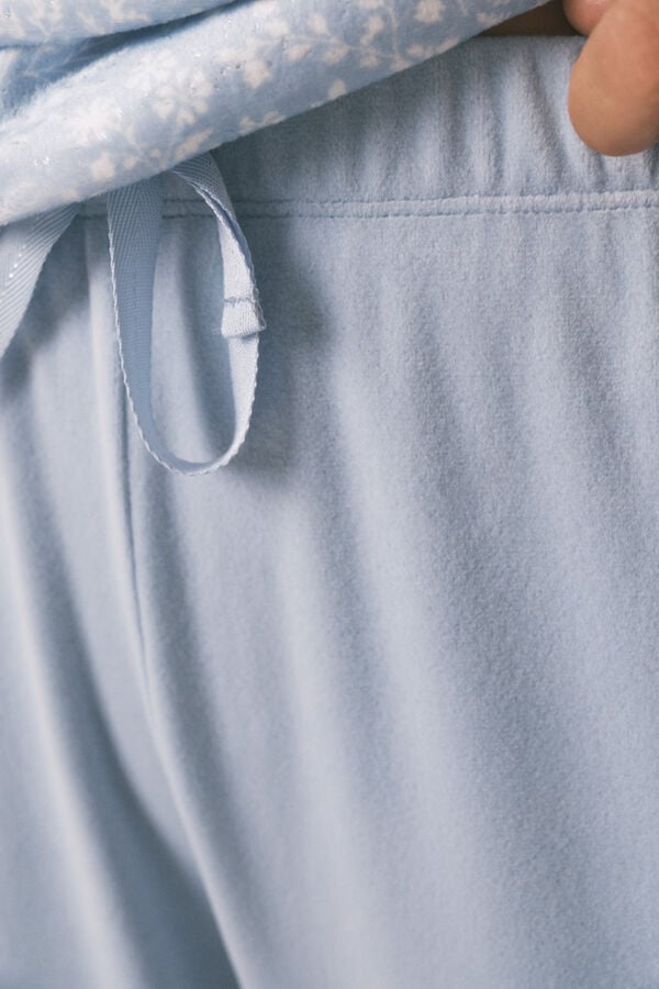 Women'secret Pijama comprido com flores azuis brilhantes azul