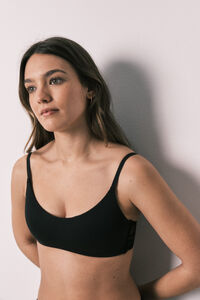 Women'secret Soutien top com enchimento e renda preto