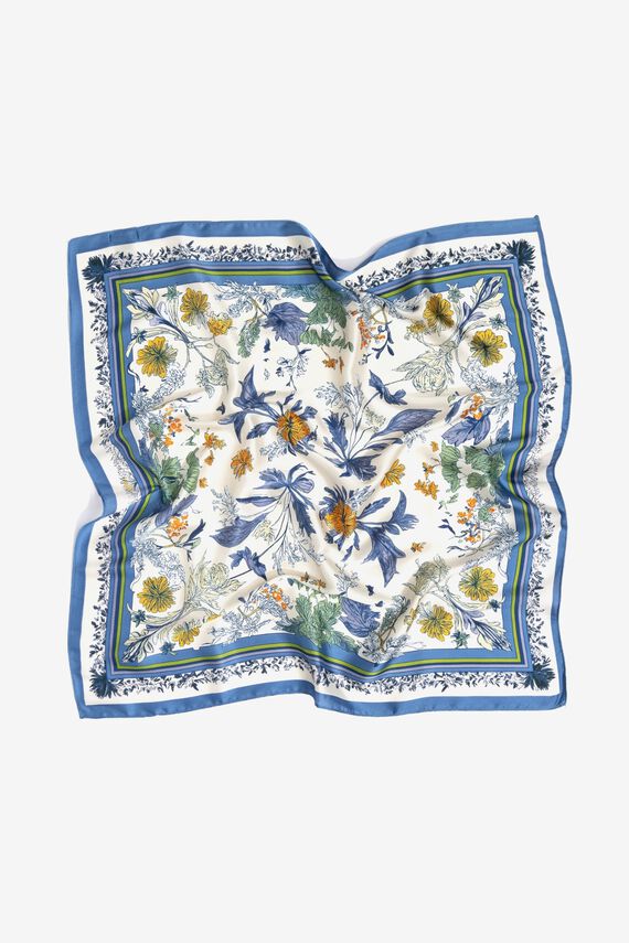Pañuelo azul flores vintage