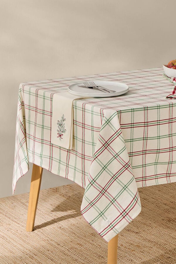 Textura Toalha de mesa de algodão xadrez vermelho