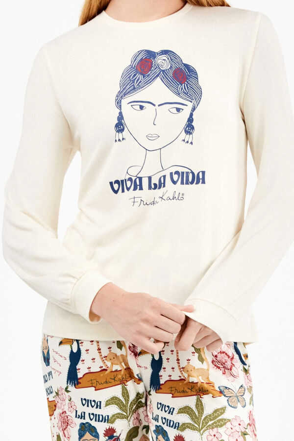 Gisela Conjunto de pijama de malha Frida Kahlo bege