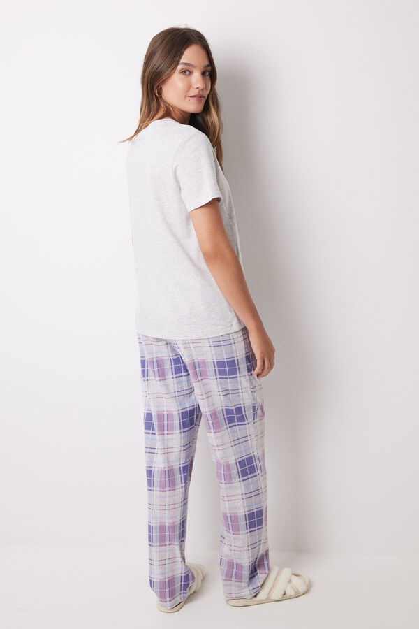 Womensecret Pijama 100% algodón Snoopy cuadros gris