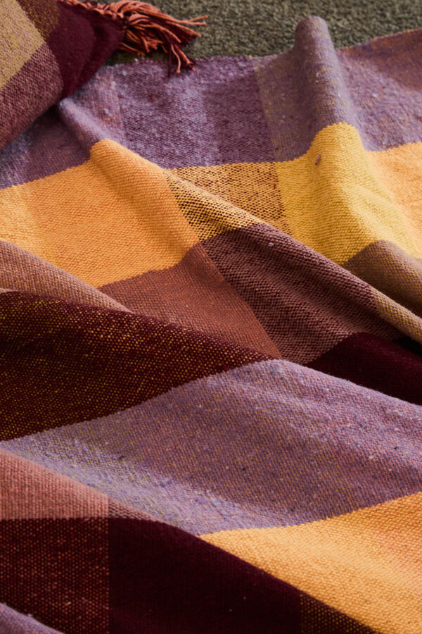 Calma House Xadrez de algodão croma com franjas rosa