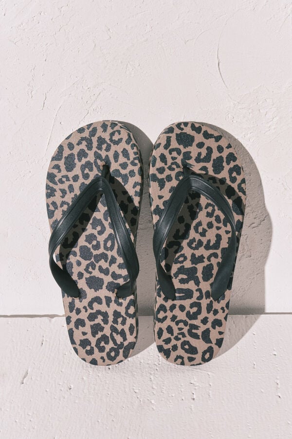 Women'secret Chinelos largos estampado animal branco