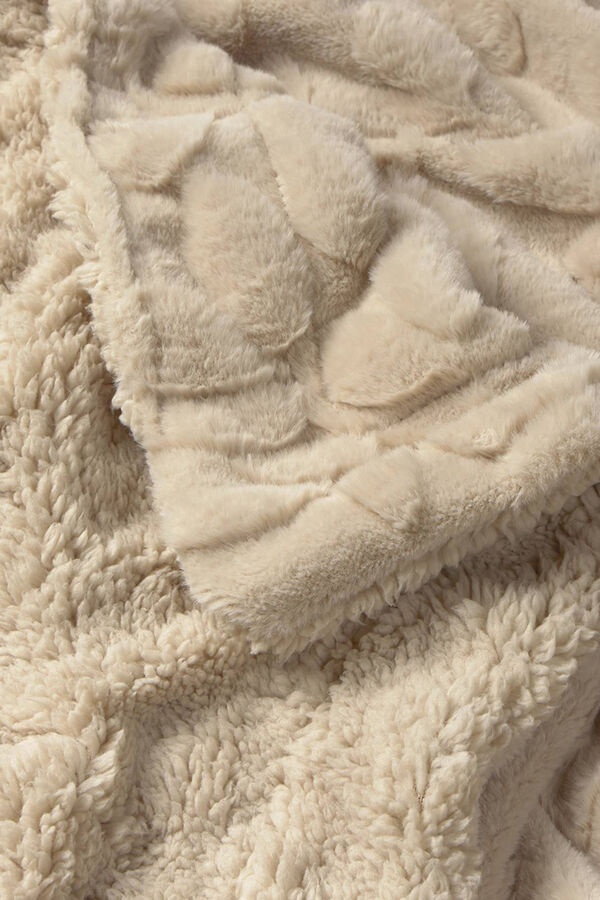 Textura Manta de polar com flores bege