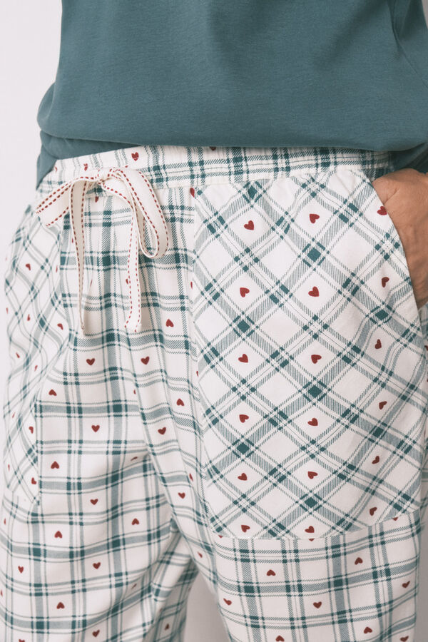 Women'secret Cal&ccedil;as compridas de estampado xadrez verde verde