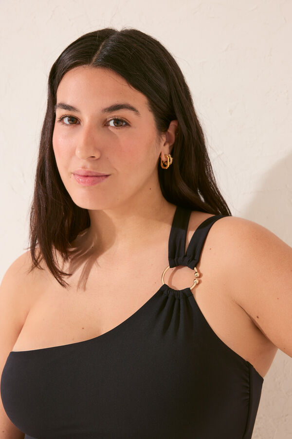 Women'secret Fato de banho preto modelador assimétrico preto