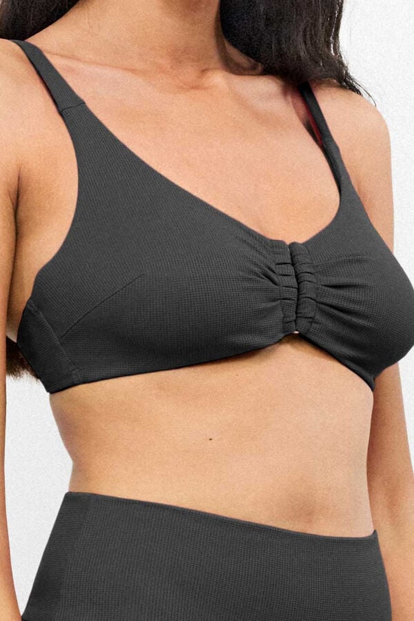 Gisela V-neck capacity bikini top black
