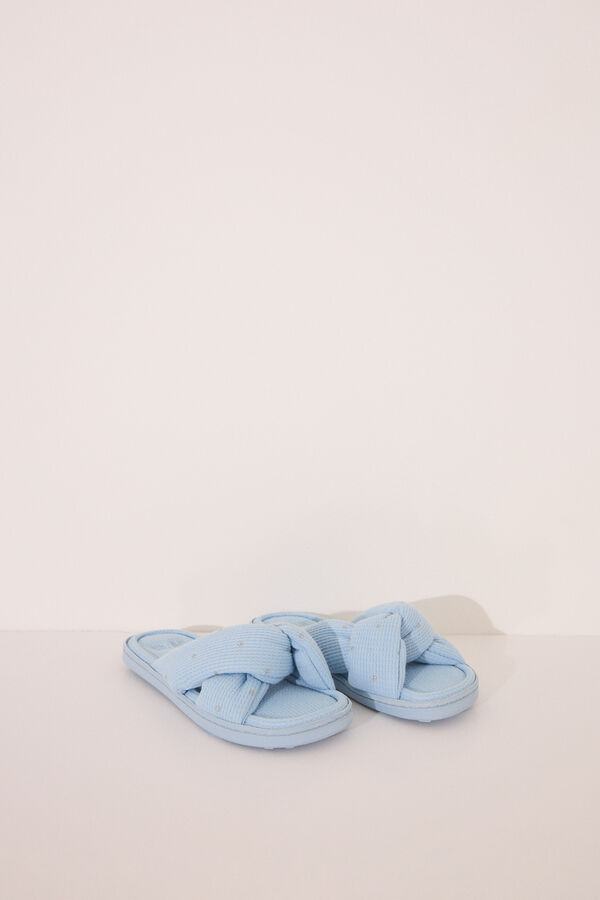 Women'secret Chinelo de banho waffle com nó azul  azul