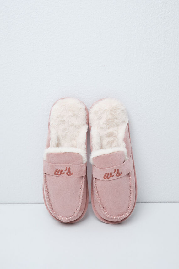 Zapatillas casa mocasín forrado rosa