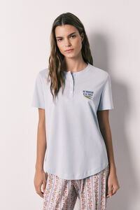 Women'secret T-shirt de manga curta 100% algod&atilde;o azul