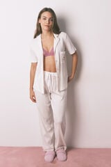 Women'secret White short sleeve striped classic pyjamas beige