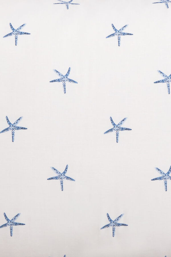 Textura Fronha de algodão com motivos marinhos azul