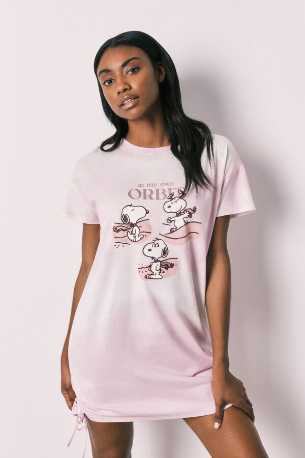 Women'secret Camisa de dormir curta em algod&atilde;o Snoopy rosa rosa