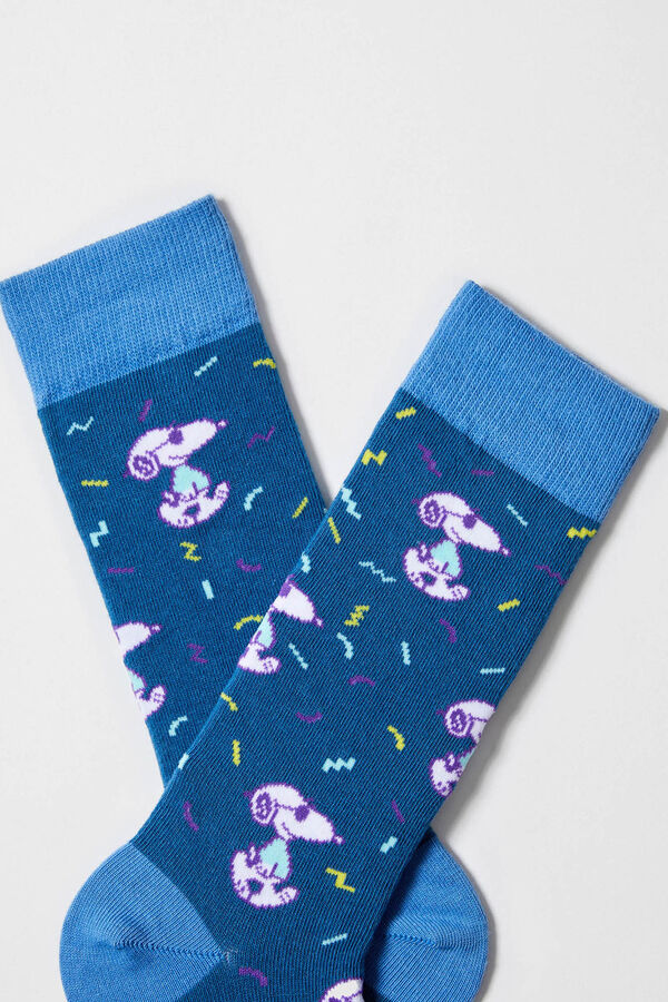 Besocks Calcetines altos Besocks de Snoopy de algodón orgánico color azul azul