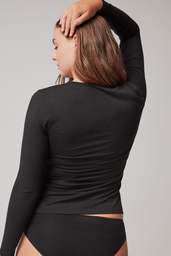 Gisela Camiseta manga larga térmica preto