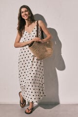 Women'secret Vestido comprido estampado de bolinhas B&W bege