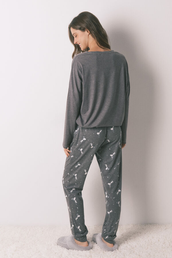 Women'secret Pijama comprido Snoopy 100% algodão cinzento